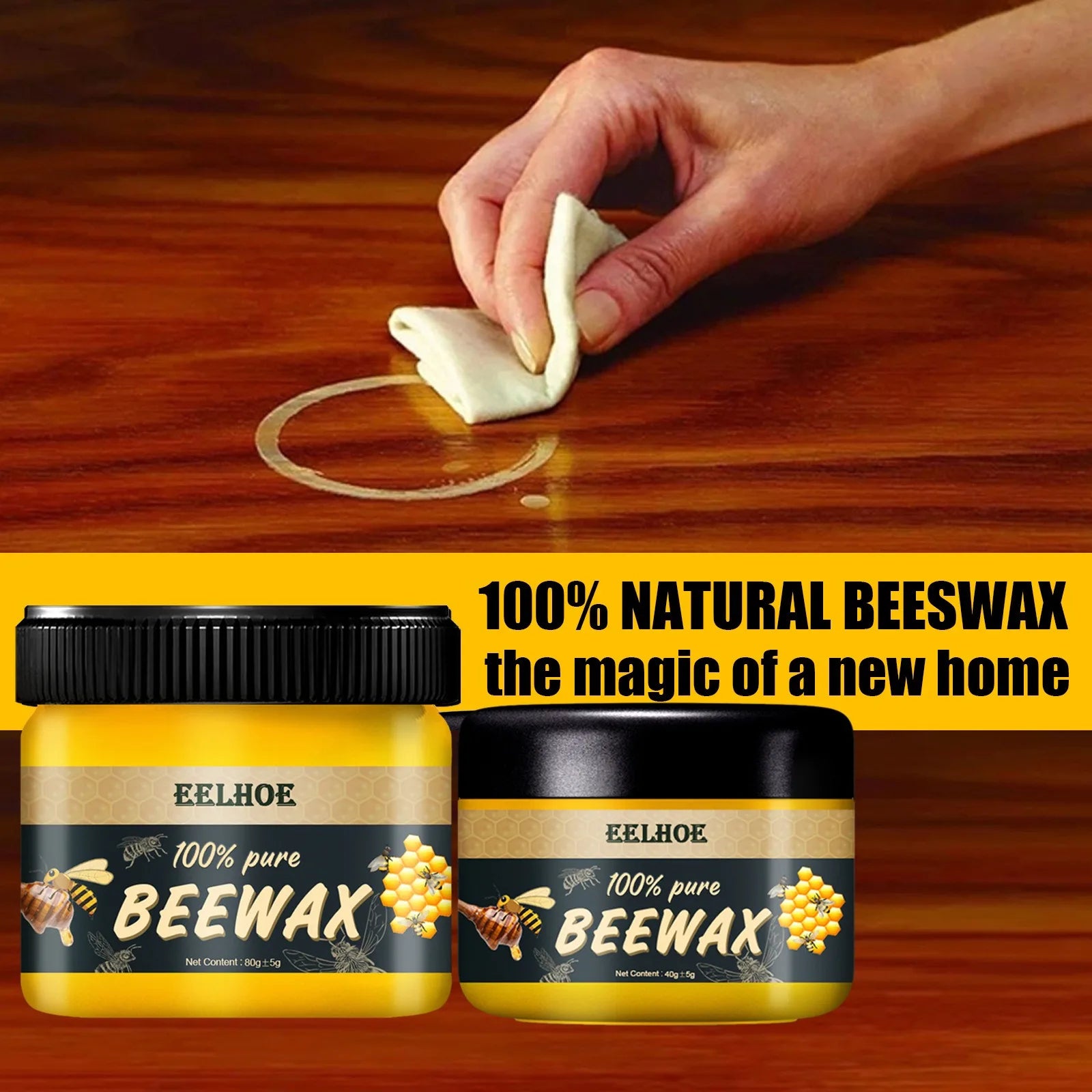 Original Beewax Wood Furniture | Beewax Furniture Polish - Wax, 85gm | Beewax Furniture Polish ,Wood Seasoning Beewax | Natural Wood Wax Traditional Beewax Polish for Wood & Furniture | Beewax Wood Polish and Cleaner for Furniture Care
