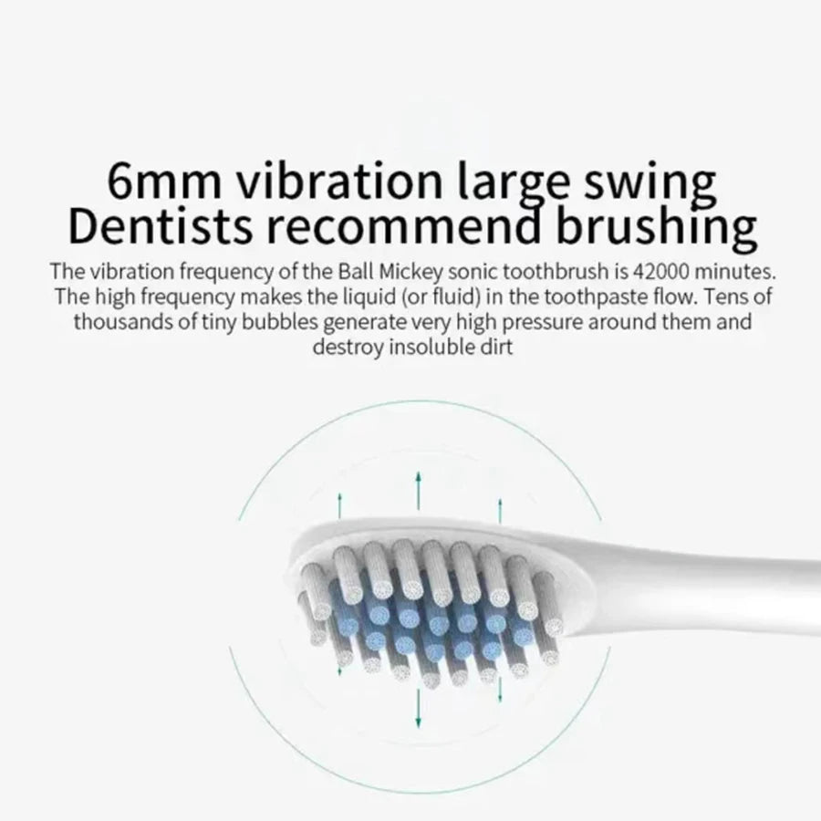 Electric Toothbrush for Adults Teeth Cleaner Soft DuPont Bristle Portable Battery Endurance IPX6 Waterproof Oral Care