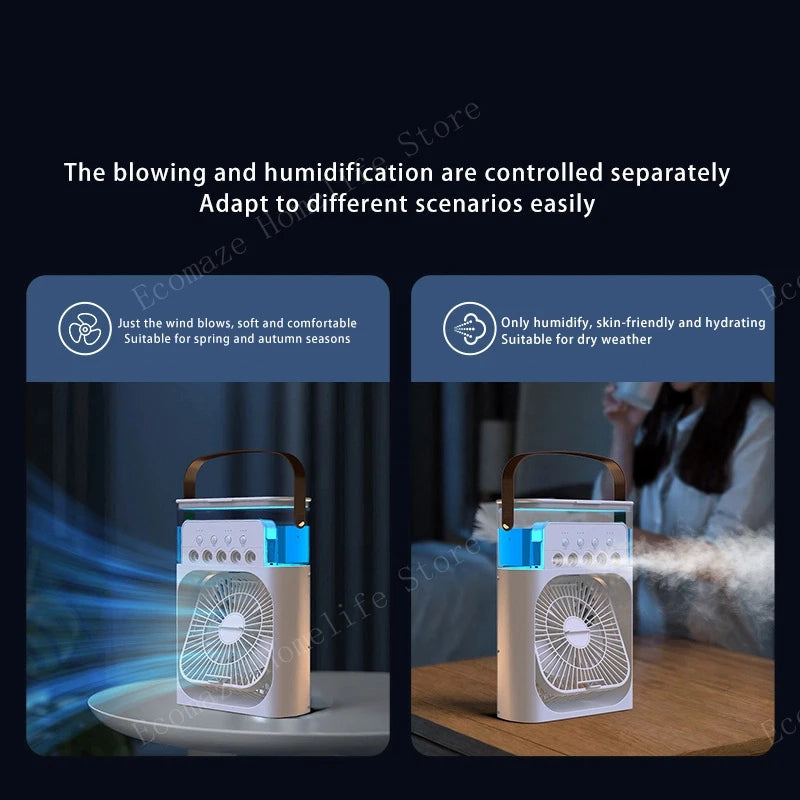 Dollar Shop Portable Air Conditioner Fan,900ML Personal Air Conditioner with Ice Tray,5in1 Timming Evaporative Air Cooler,Cooling Fan with 7 Colors Light, 5 Sprays,3 Speeds,Ac Fan for Small Room,Office,Car,Camp