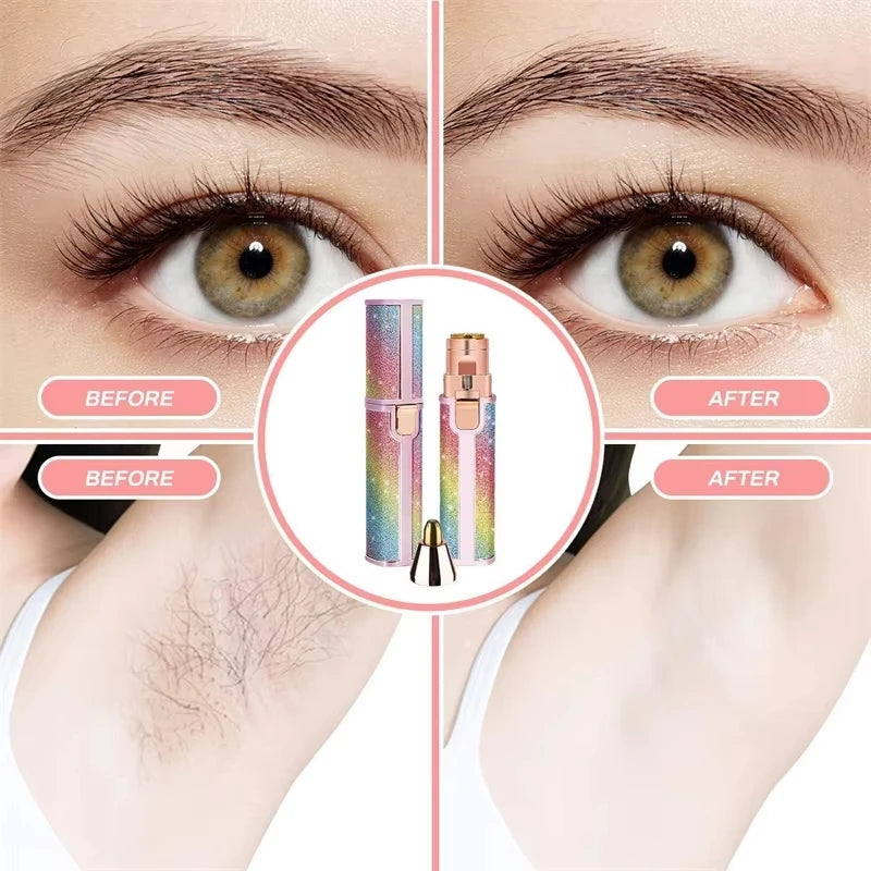 2-in-1 Facial & Eyebrow Hair Remover for Women | Rechargeable Painless Trimmer | Flawless Upper Lip & Face Hair Removal Machine | Smooth Skin Shaver