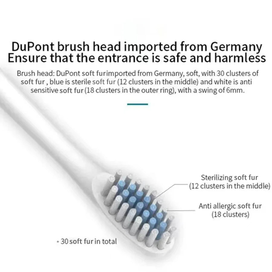 Electric Toothbrush for Adults Teeth Cleaner Soft DuPont Bristle Portable Battery Endurance IPX6 Waterproof Oral Care