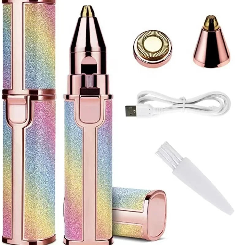 2-in-1 Facial & Eyebrow Hair Remover for Women | Rechargeable Painless Trimmer | Flawless Upper Lip & Face Hair Removal Machine | Smooth Skin Shaver