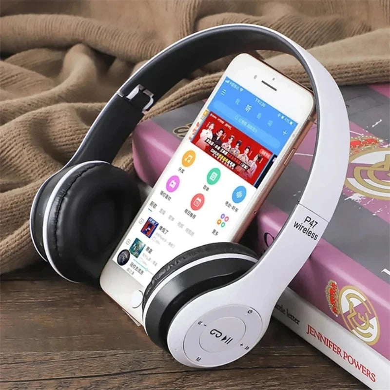 P47 Wireless Bluetooth Headphones with Built-in Mic Foldable Stereo Headset for Smart Phones Android Devices PC & Laptops Noise-Cancelling HD Sound Hands-Free Calls Wireless Music Playback Portable Over-Ear Headphones for Gaming & Travel