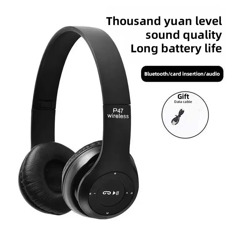 P47 Wireless Bluetooth Headphones with Built-in Mic Foldable Stereo Headset for Smart Phones Android Devices PC & Laptops Noise-Cancelling HD Sound Hands-Free Calls Wireless Music Playback Portable Over-Ear Headphones for Gaming & Travel