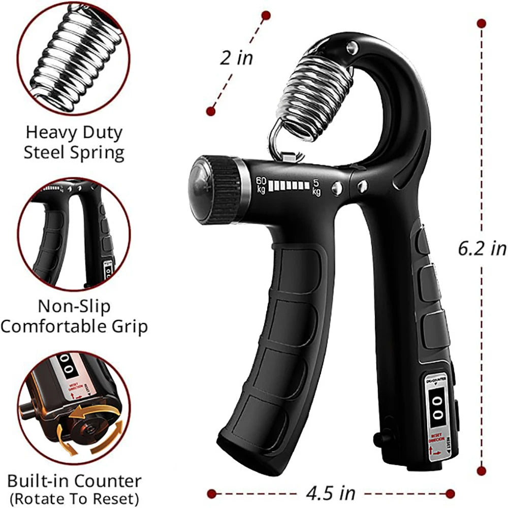 Adjustable Hand Grip 05 - 60 Kg Grip Strengthener - High Quality- R-Shape Hand Grip Adjustable Finger Exerciser Device for Arm Muscle Training Mini Fitness Equipment