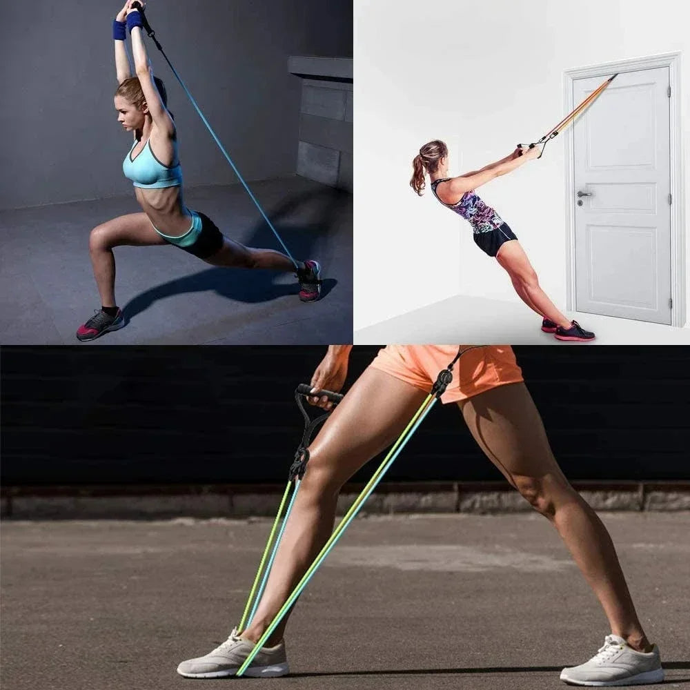 Goolootlo 11(PCS) Power Exercise Resistance Band Set 5 in 1 Fitness Band Equipment for Men and Women