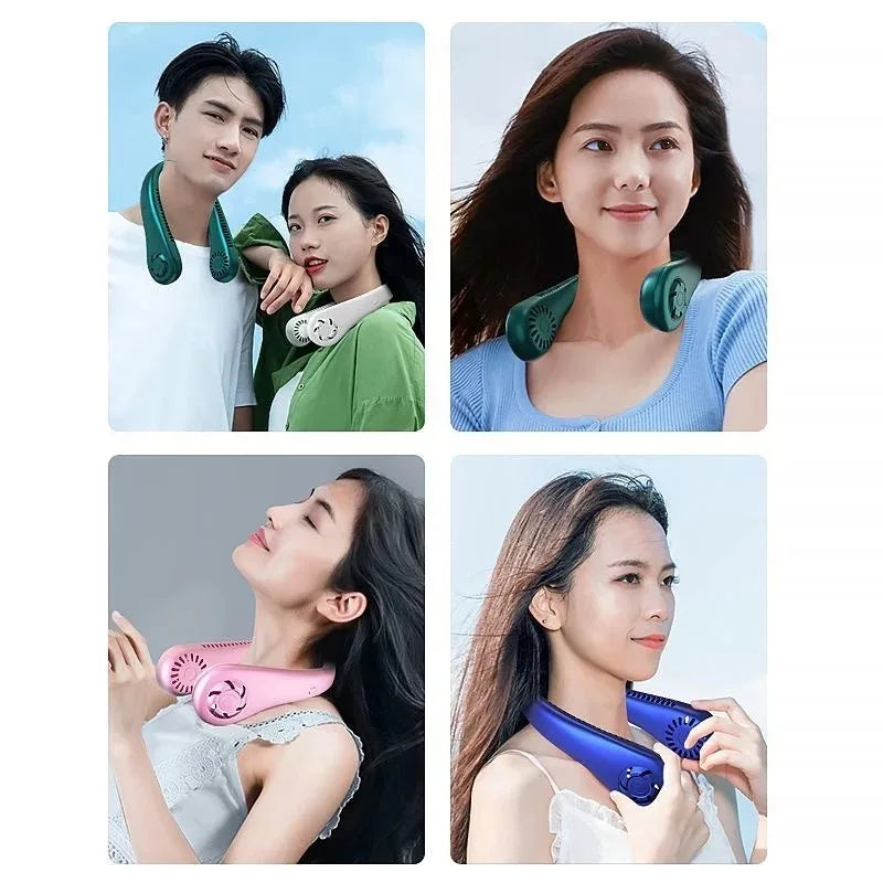 Neck Fan Rechargeable Portable USB Neck Fan for Kitchen School Girls Boys Lightweight Cooler
